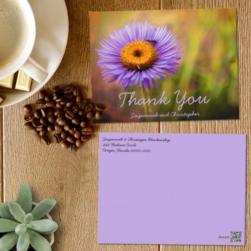 Purple Fleabane Flower and Insect Personalized  Postcard