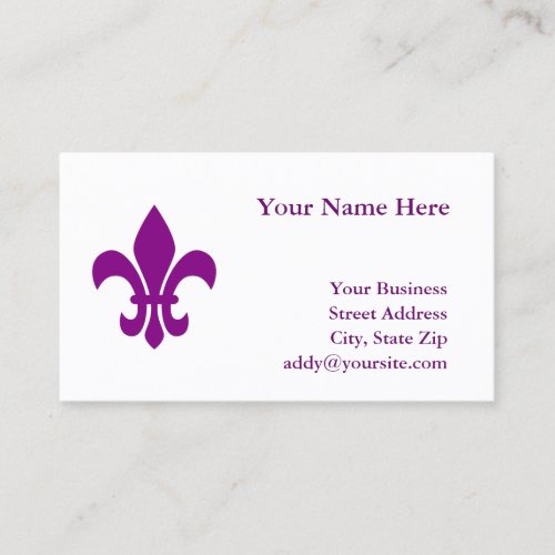 Purple Fleur de Lis Business Card