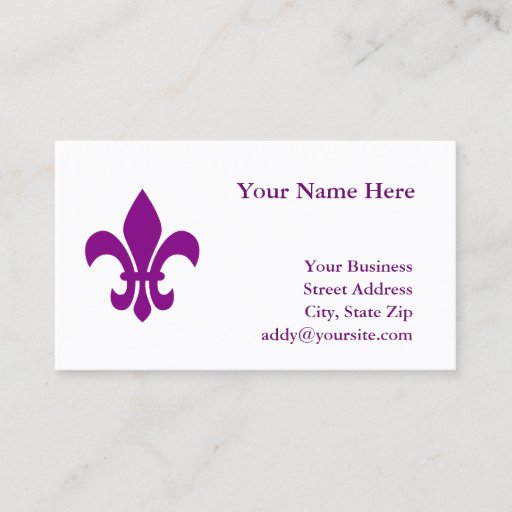 Customizable Purple Fleur de Lis Business Card Template