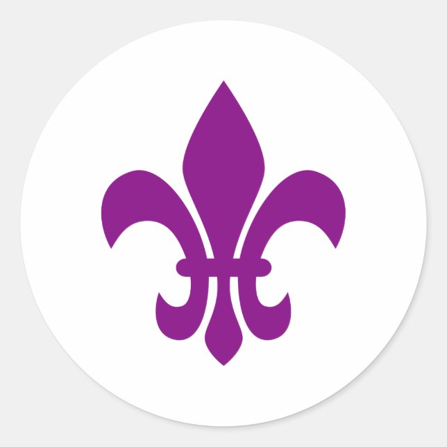 Purple Fleur de Lis Classic Round Sticker (Front)
