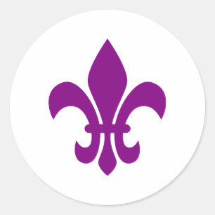 Purple Fleur de Lis Classic Round Sticker