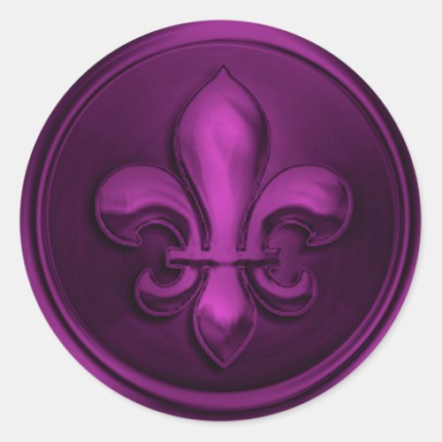 Purple Fleur de Lis Envelope Seal Embossed Look