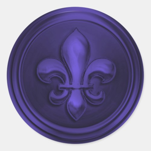 Purple Fleur de Lis Envelope Seal Embossed Look