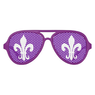 Purple Fleur de lis Mardi gras party shades