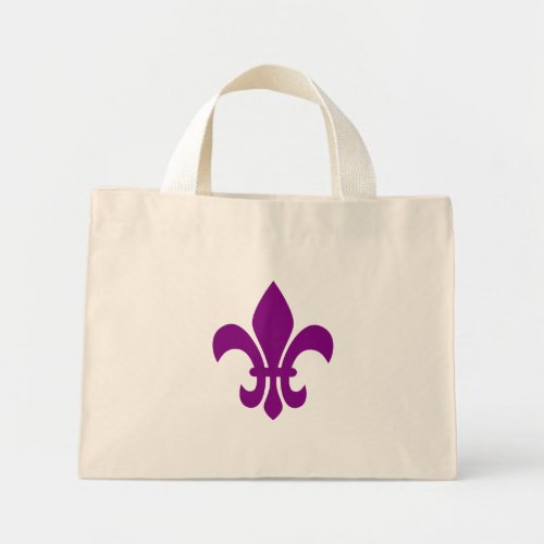 Purple Fleur de Lis Mini Tote Bag