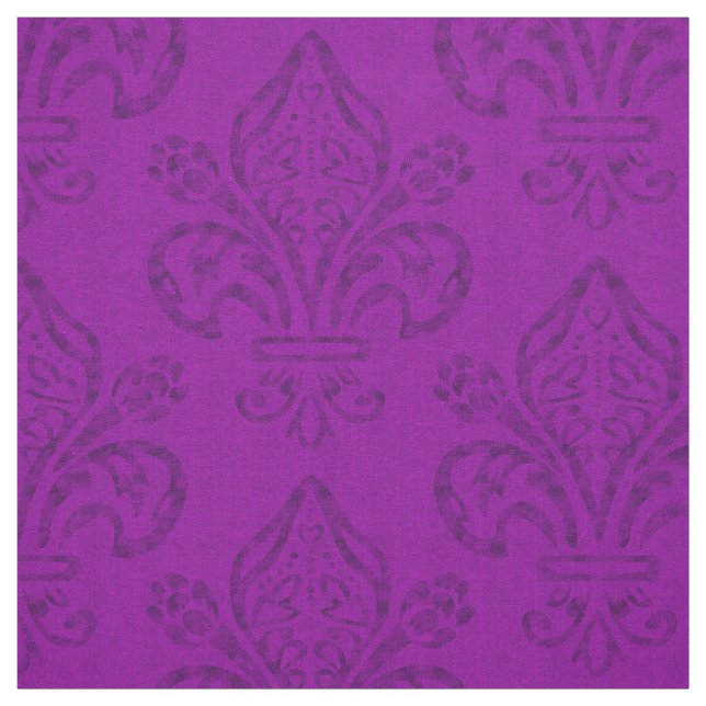 Purple Fleur de Lis New Orleans Mardi Gras Fabric (Swatch)