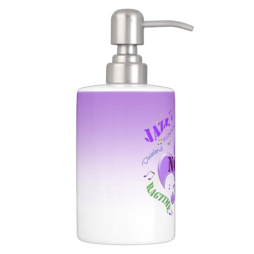 Purple Fleur de Lis Nola Jazz Soap Dispenser & Toothbrush Holder Zazzle