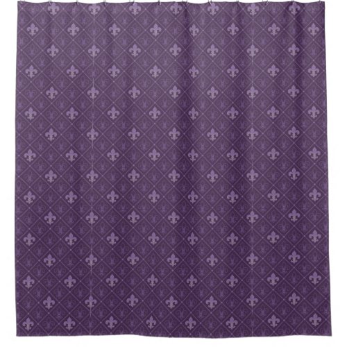 Purple Fleur de Lis Pattern Bathroom Decor Shower Curtain