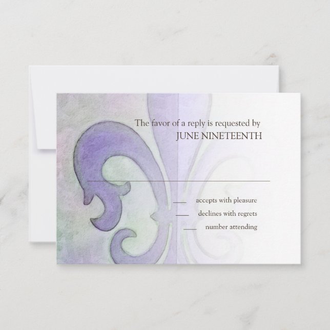 Purple Fleur de Lis Response Card (Front)
