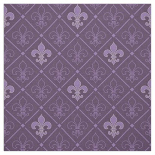 Purple Fleur de Lis Seamless Pattern Fabric