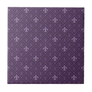Purple Fleur de Lis Seamless Pattern Tile