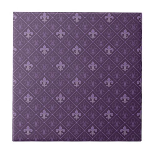 Purple Fleur de Lis Seamless Pattern Tile