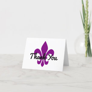 Purple Fleur de Lis Thank You Card