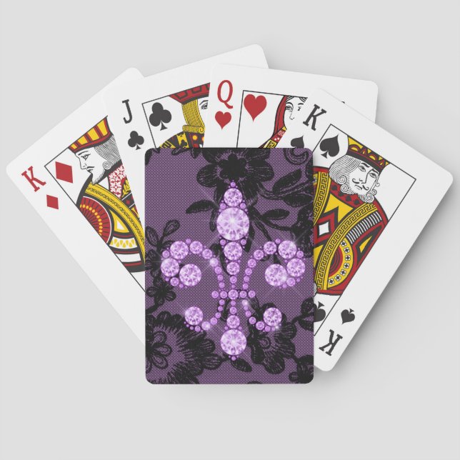 Purple Fleur-de-Lys Bicycle Playing Cards (Back)