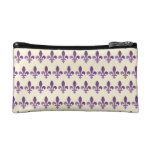 Purple Fleur de lys Floral Cornsilk Cosmetic Bag at Zazzle