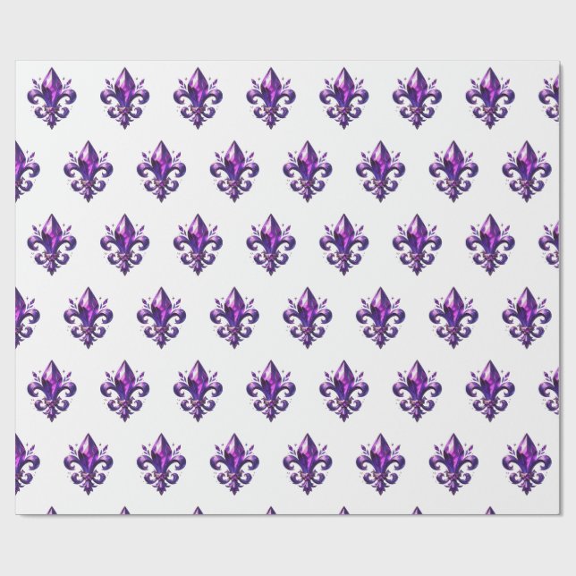 purple fleur de lys wrapping paper  (Flat)
