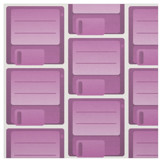 Purple Floppy Disk Pattern Fabric (Swatch)