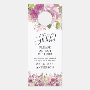 Purple Flora Lavender Wedding Welcome Door Hanger