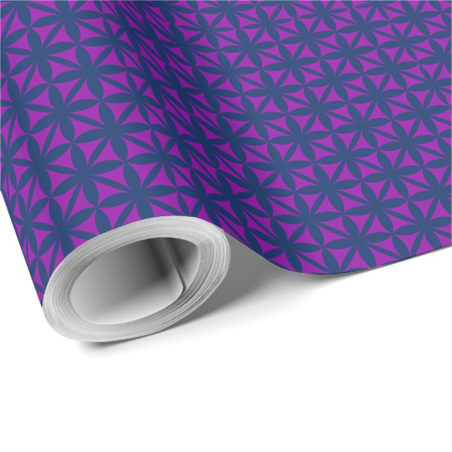 Purple Flora Pattern on editable background colour Wrapping Paper (Roll Corner)