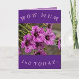 Purple Floral 100th Birthday Card for Mum