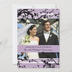Purple Floral 10th Anniversary Party Invitation