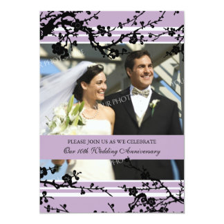 Purple Floral 10th Anniversary Party Invitation