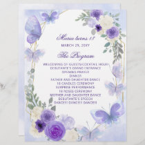 Purple Floral 18 Candle and Roses Ceremony Program