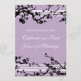 Purple Floral 1st Anniversary Party Invitation