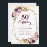 purple floral 50th birthday party invitation<br><div class="desc">A lovely floral theme design with lovely purple autumn watercolor flower . The text and colors can be personalized.</div>