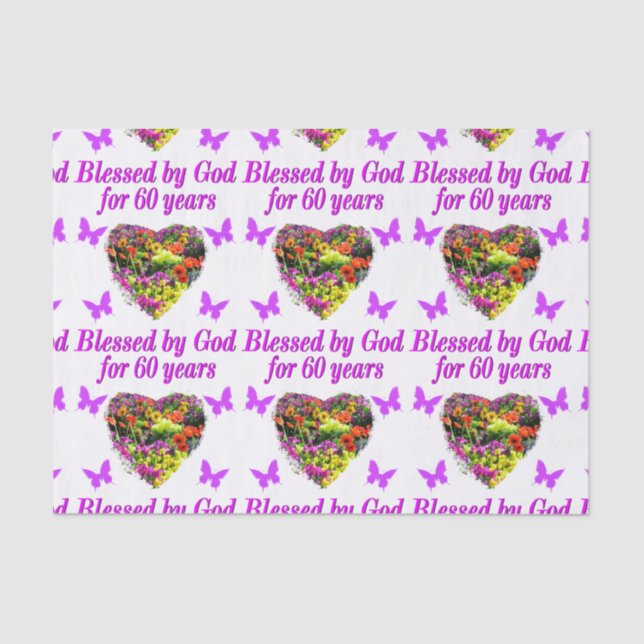 PURPLE FLORAL 60TH BIRTHDAY DESIGN TISSUE PAPER (Front)