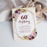 purple floral 60th birthday party invitation<br><div class="desc">A lovely floral theme design with lovely purple autumn watercolor flower . The text and colors can be personalized.</div>