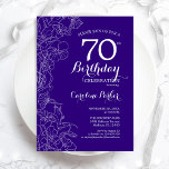 Purple Floral 70th Birthday Party Invitation<br><div class="desc">Purple Floral 70th Birthday Party Invitation. Minimalist modern design featuring botanical outline drawings accents and typography script font. Simple trendy invite card perfect for a stylish female bday celebration. Can be customized to any age. Printed Zazzle invitations or instant download digital printable template.</div>