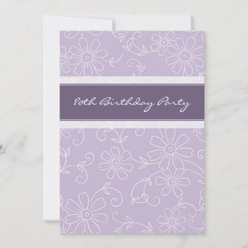 Purple Floral 80th Birthday Party Invitations