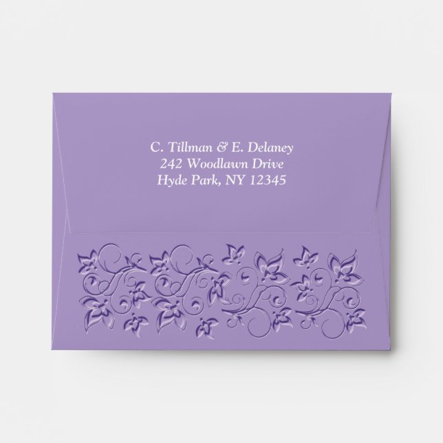 Purple Floral A2 Envelope for Save the Dates (Back (Top Flap))