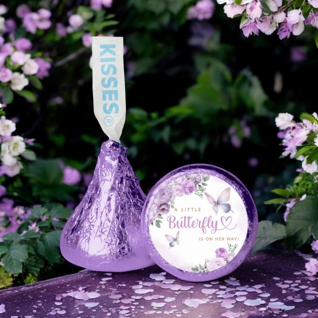 Purple Floral A Little Butterfly Girl baby shower Hershey®'s Kisses® (Creator Uploaded)