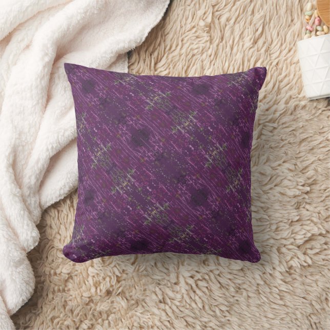 Purple Floral Abstract Throw Pillow (Blanket)