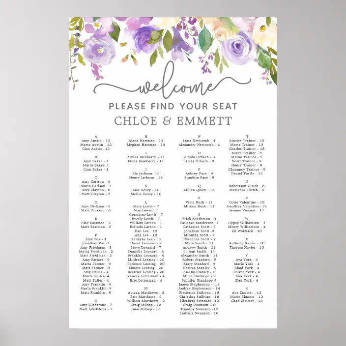 Personalised Floral Heart Design Wedding Seating Table Plan ~Canvas~Board~Paper~ 