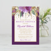 Purple Floral Amethyst Bridal Shower Invitation (Standing Front)