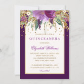 Purple Floral Amethyst Quinceanera Invitation (Front)
