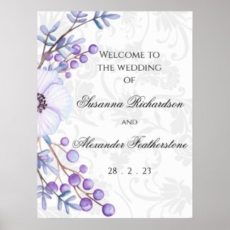 Purple Floral and Elegant Damask Wedding