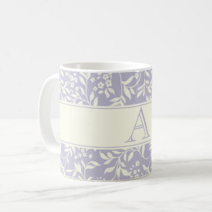 Purple Floral and Foliage Monogram Coffee Mug