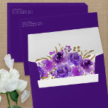 Purple Floral and Gold Leaf Invitation  Envelope<br><div class="desc">Purple envelopes with return address and recipient address panel on the front. If you plan to use address labels, you are welcome to delete the address panel in the design tool. Suitable for general mail or for your 5x7 invitations and a perfect match for my Rose and Gold Leaf quinceanera...</div>