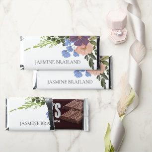 Purple Floral and Greenery Bouquet Bridal Shower Hershey Bar Favors