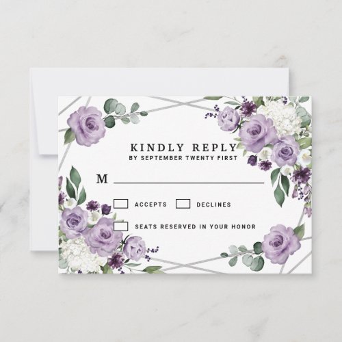 Purple Floral and Silver Geometric Elegant Wedding