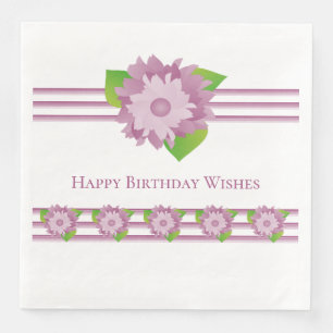 Purple Floral And Stripe Paper Dinner Napkins
