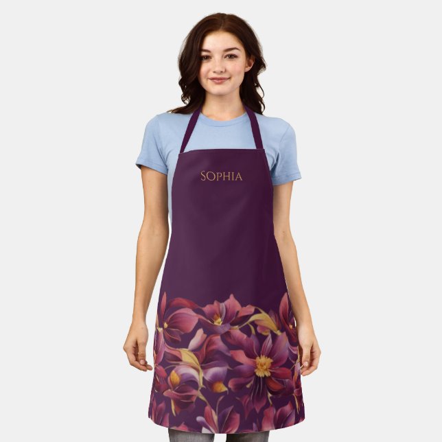 Purple Floral- Apron (Worn)
