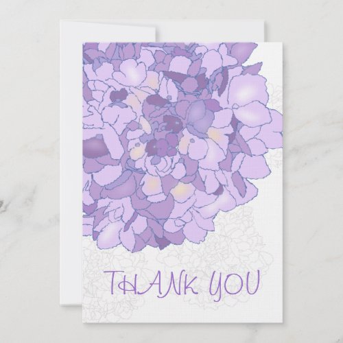Purple Hydrangea Art Monogrammed Thank You Cards Announcement
