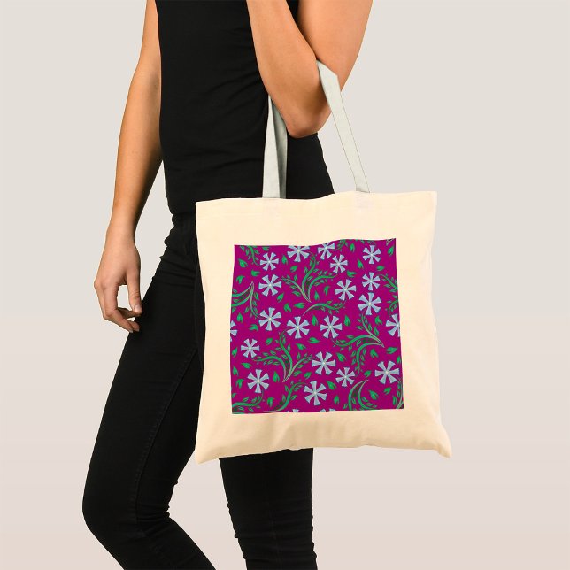 Purple Floral Art Tote Bag (Creator Uploaded)