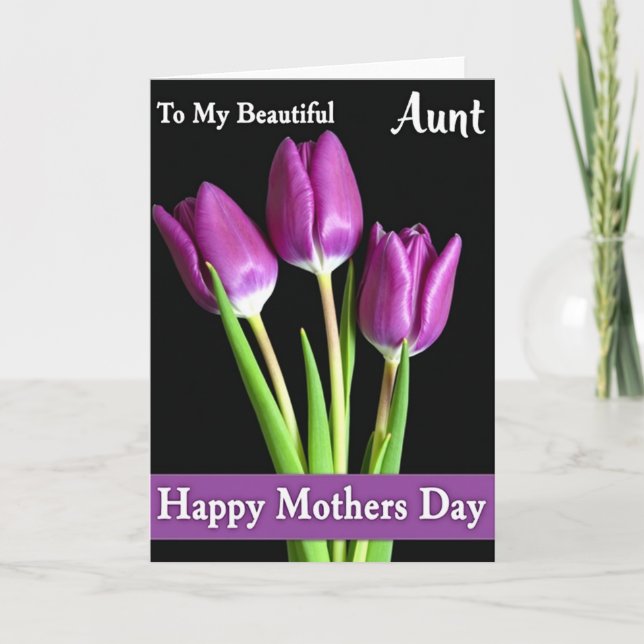 Purple Floral Aunt Mothers Day Card (Front)