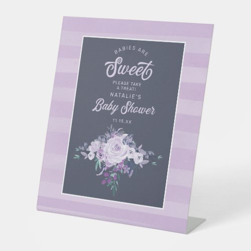 Purple Floral Babies are Sweet Baby Shower Treat Pedestal Sign
